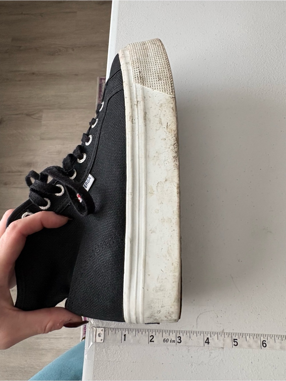 Womens Size 8.5/ Mens Size 7/ 39.5 Superga Black 2705 High Top Platform Sneakers - Picture 5 of 8